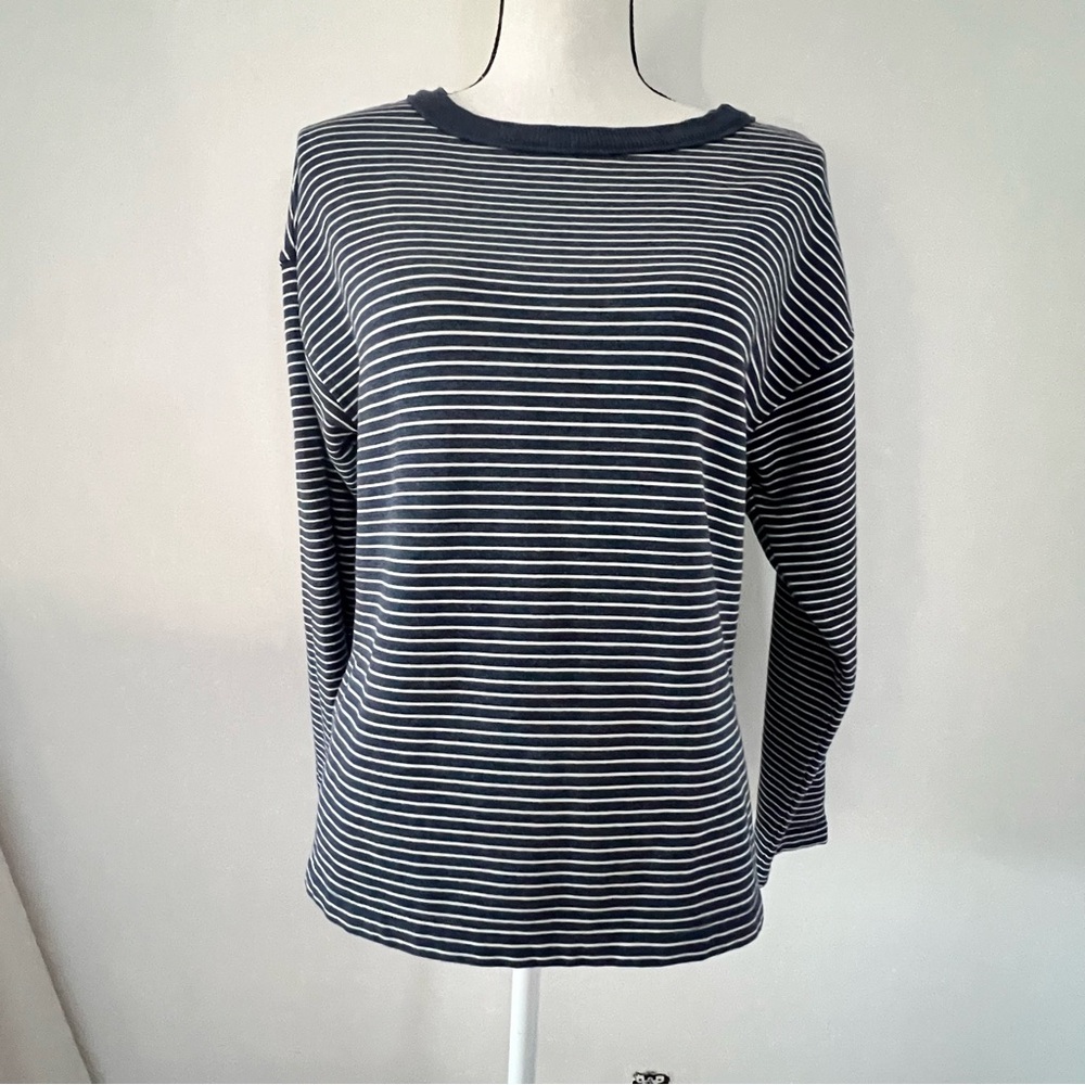 VINEYARD VINES Navy Blue & White Stripe Long Sleeve Stretch Boat Neck Size XS